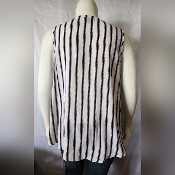 Worthington Women's Plus Tank Top Blouse Shirt Pockets Stripes Sheer Size 1x - Picture 6 of 8